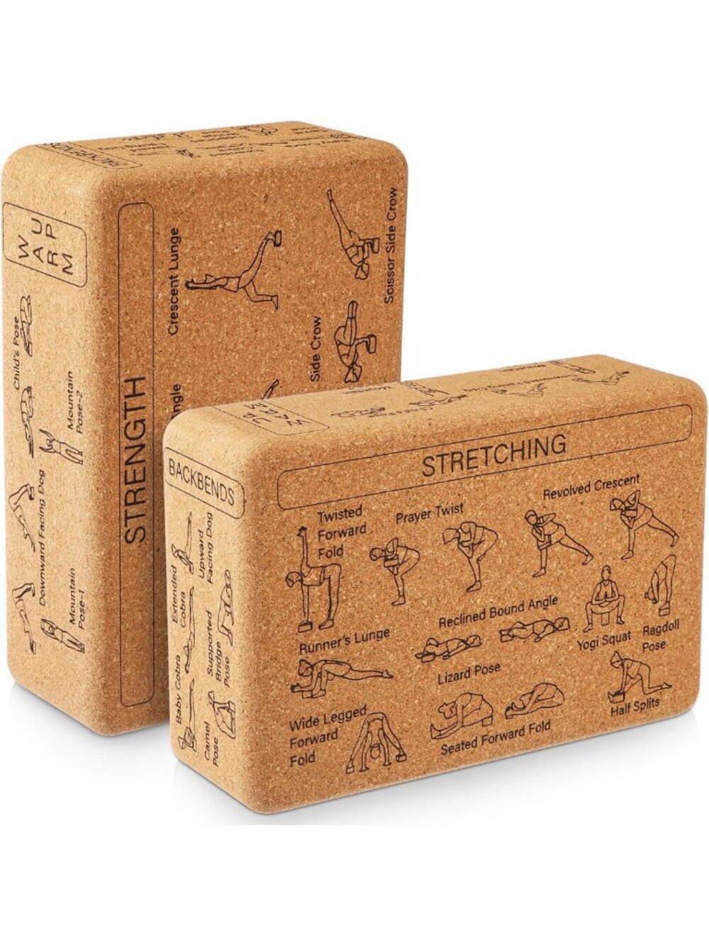 2 Pack Cork Yoga Blocks for Support & Balance - Eco-Friendly, Lightweight, Beige